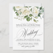 CreamyFloral Eucalyptus Script Calligraphy Wedding Einladung (Vorderseite)