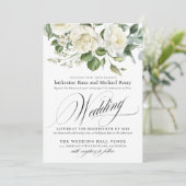 CreamyFloral Eucalyptus Script Calligraphy Wedding Einladung (Stehend Vorderseite)