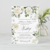 CreamyFloral Eucalyptus Script Calligraphy Wedding Einladung (Stehend Vorderseite)