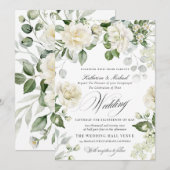 CreamyFloral Eucalyptus Script Calligraphy Wedding Einladung (Vorne/Hinten)