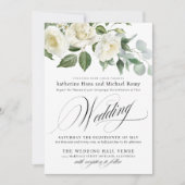 CreamyFloral Eucalyptus Script Calligraphy Wedding Einladung (Vorderseite)
