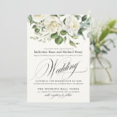 CreamyFloral Eucalyptus Script Calligraphy Wedding Einladung (Stehend Vorderseite)