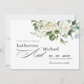 CreamyFloral Eucalyptus Script Calligraphy Wedding Save The Date (Vorderseite)