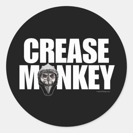 Crease Monkey (Hockey Goalie) Runder Aufkleber (Vorderseite)