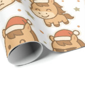 Create a cute horse wearing a tiny Christmas hat Geschenkpapier (Rolleneckpunkt)