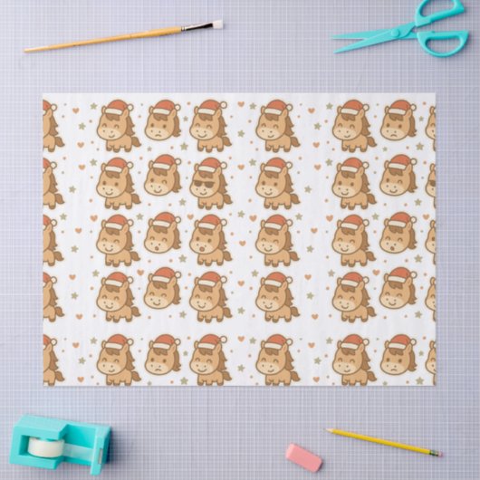 Create a cute horse wearing a tiny Christmas hat Seidenpapier (Basteln)