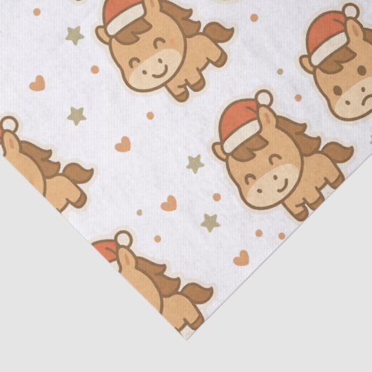 Create a cute horse wearing a tiny Christmas hat Seidenpapier (Detail)
