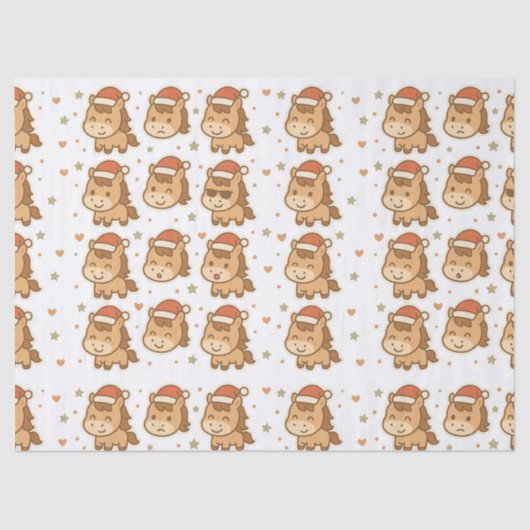 Create a cute horse wearing a tiny Christmas hat Seidenpapier (Vorderseite)