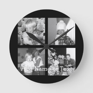 Create an Instagram Collage with 4 photos - black Runde Wanduhr