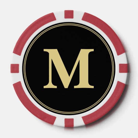 Create Custom Black Gold Monogram Tournament Game Pokerchips (Vorderseite)