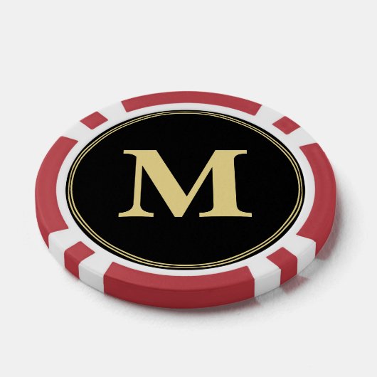 Create Custom Black Gold Monogram Tournament Game Pokerchips (Einzeln)