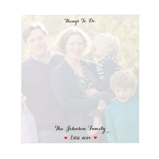Create Custom Family Photo Year To Do List Notepad Notizblock (Vorderseite)
