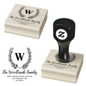 Create Family Name, Rustic Monogram Return Address Gummistempel