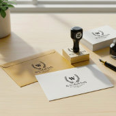 Create Family Name, Rustic Monogram Return Address Gummistempel