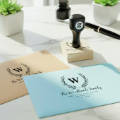 Create Family Name, Rustic Monogram Return Address Gummistempel
