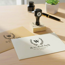 Create Family Name, Rustic Monogram Return Address Gummistempel