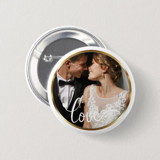 Create it yourself Love Script Gold Frame Photo Button (Vorne & Hinten)