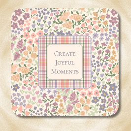 Create Joyful Moments Floral Plaid Coaster Set Getränkeuntersetzer