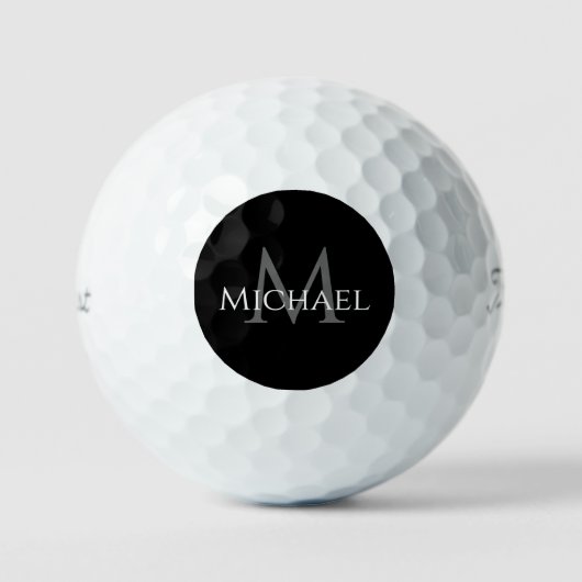 Create Monogram Name Initial Elegant Black Golfball (Vorderseite)