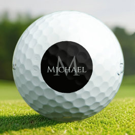 Create Monogram Name Initial Elegant Black Golfball
