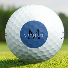 Create Monogram Name Initial Elegant Blue Golfball