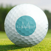 Create Monogram Name Initial Elegant Teal Green Golfball