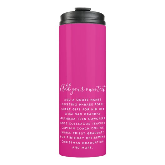 Create Own CERISE PINK Custom Text Personalized Thermosbecher (Vorderseite)