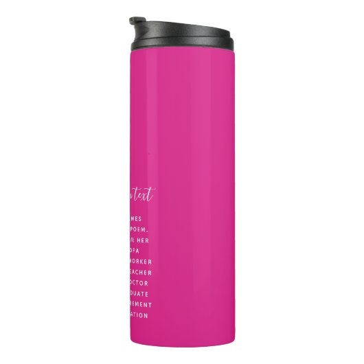 Create Own CERISE PINK Custom Text Personalized Thermosbecher (Nach rechts gedreht)
