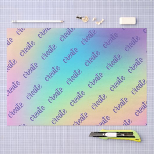 "Create" Pastel Rainbow Gradient Seidenpapier (Handwerk)
