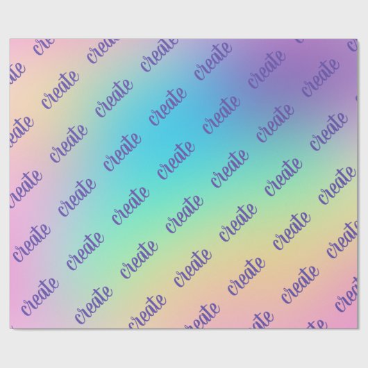 "Create" Pastel Rainbow Gradient Wrapping Paper Geschenkpapier (Flach)