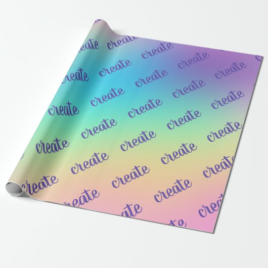 "Create" Pastel Rainbow Gradient Wrapping Paper Geschenkpapier (Ungerollt)