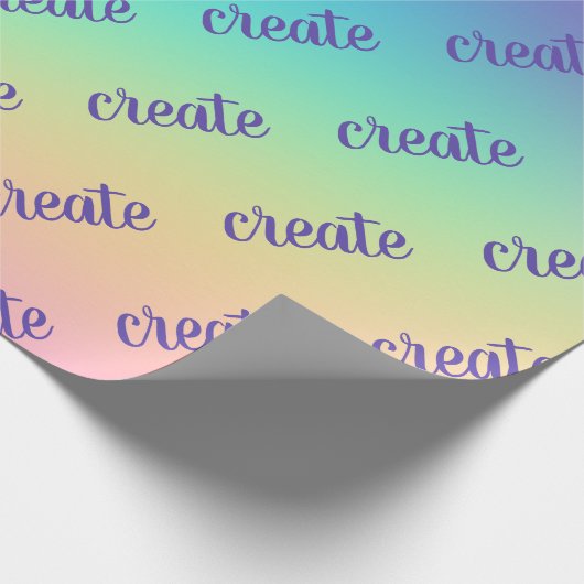 "Create" Pastel Rainbow Gradient Wrapping Paper Geschenkpapier (Ecke)