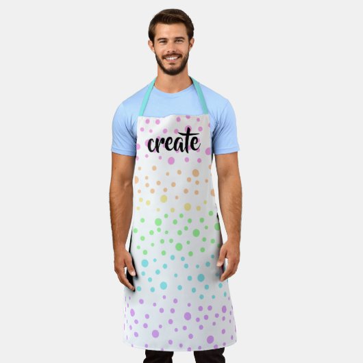"Create" Pastel Rainbow Polka Dots Schürze (Getragen)