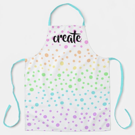 "Create" Pastel Rainbow Polka Dots Schürze (Vorderseite)