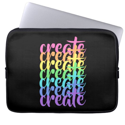 "Create" Rainbow Laptop Sleeve (Vorderseite)