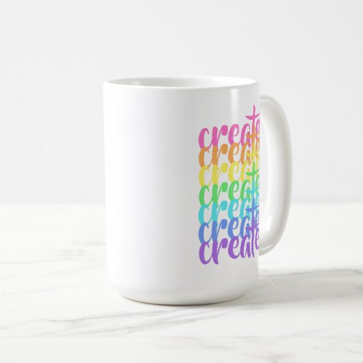 "Create"-Regenbogen Kaffeetasse (VorderseiteRechts)