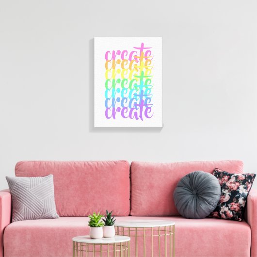 "Create"-Regenbogen Leinwanddruck (Insitu (Wohnzimmer))