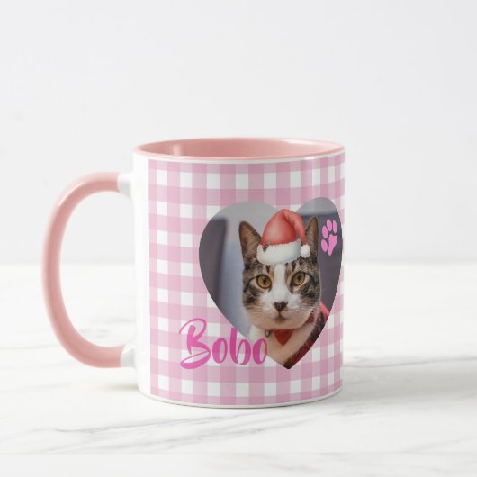Create Your Cat 2 Photo Cute Typography Christmas Tasse (Links)