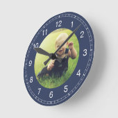 Create Your Custom Photo Keepsake Modern Blue Runde Wanduhr (Winkel)