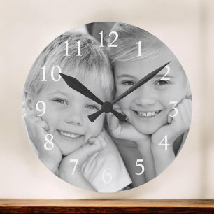 Create Your Custom Photo Modern Elegant Runde Wanduhr