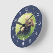 Create Your Custom Photo Modern Minimal Blue Runde Wanduhr (Winkel)