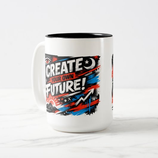 Create Your Future Motivational Mug Dream Big Now Zweifarbige Tasse (Vorderseite Links)