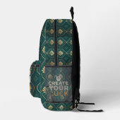 Create Your Luck – Elegant Green & Gold Motivation Bedruckter Rucksack (Rechts)