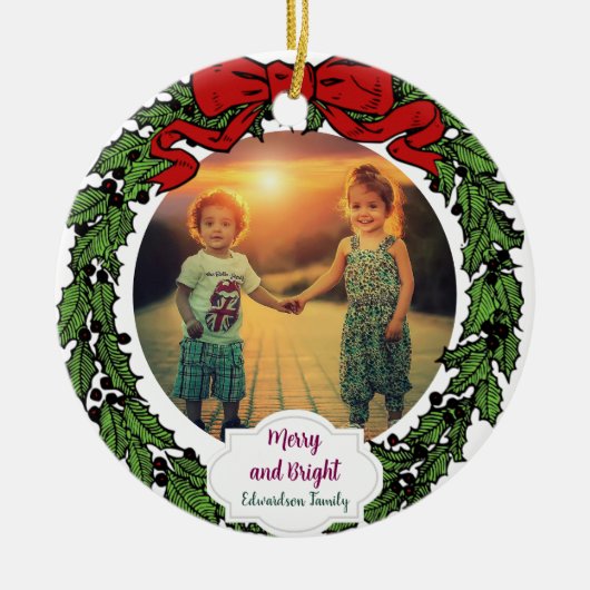 Create your Merry and Bright family christmas Keramik Ornament (Vorne)
