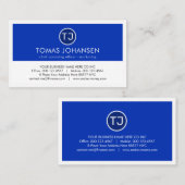 Create Your Monogram Blue White Layers Visitenkarte (Vorne/Hinten)