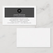 Create Your Monogram Grey White Layers Modern Visitenkarte (Vorne/Hinten)