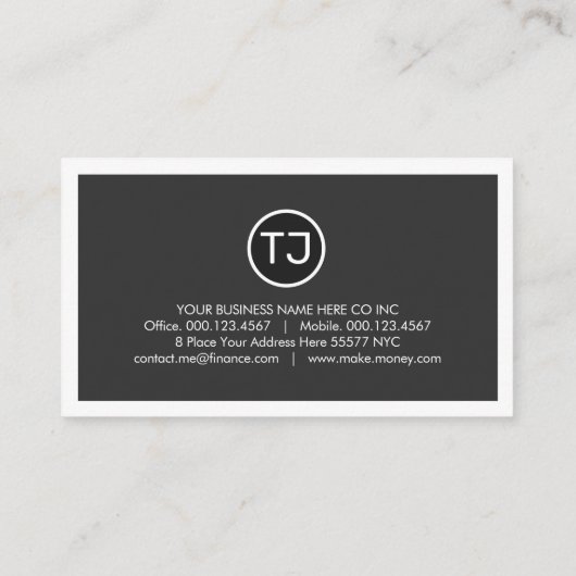 Create Your Monogram Grey White Layers Visitenkarte (Rückseite)