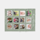 Create Your Own 12 Family Photo Collage Sage Green Fleecedecke (Vorderseite (Horizontal))