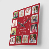 Create Your Own 12 Foto von Leimframe Red Quadratische Wanduhr (Winkel)