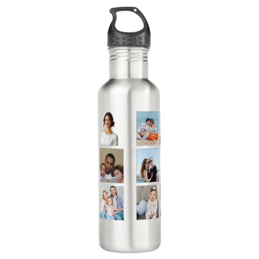 Create Your Own 15 Sqaure Photo Collage Edelstahlflasche (Rückseite)